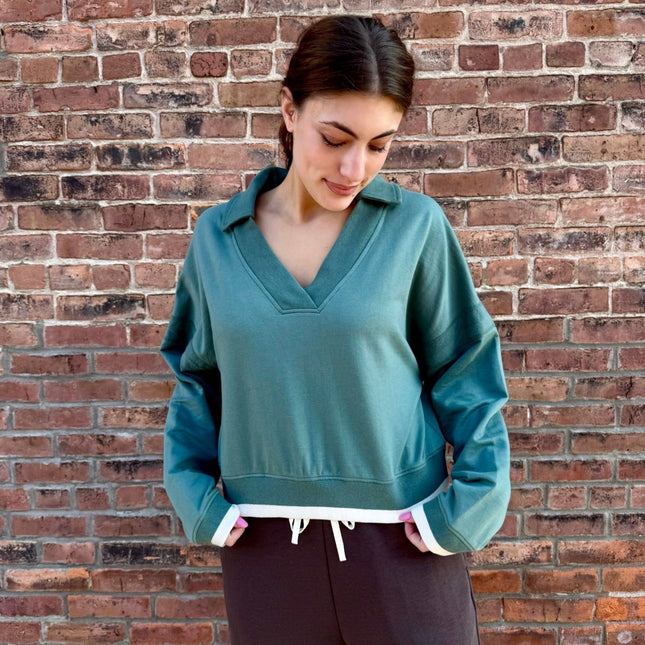 Pine Green Casual Sweatshirt Top