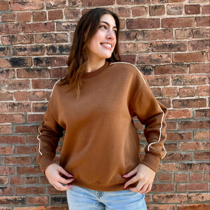 Rust Brown Sweatshirt with piping