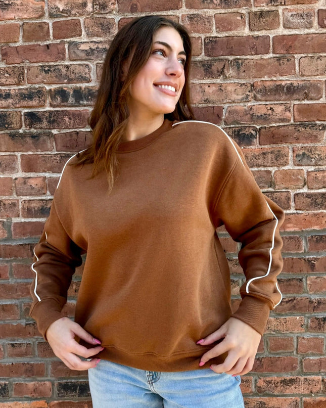 Rust Brown Sweatshirt with piping