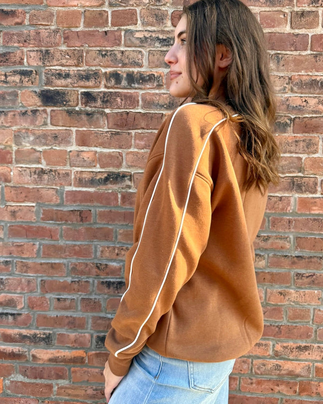 Brown/Ivory Side Stripe Fleece Sweatshirt