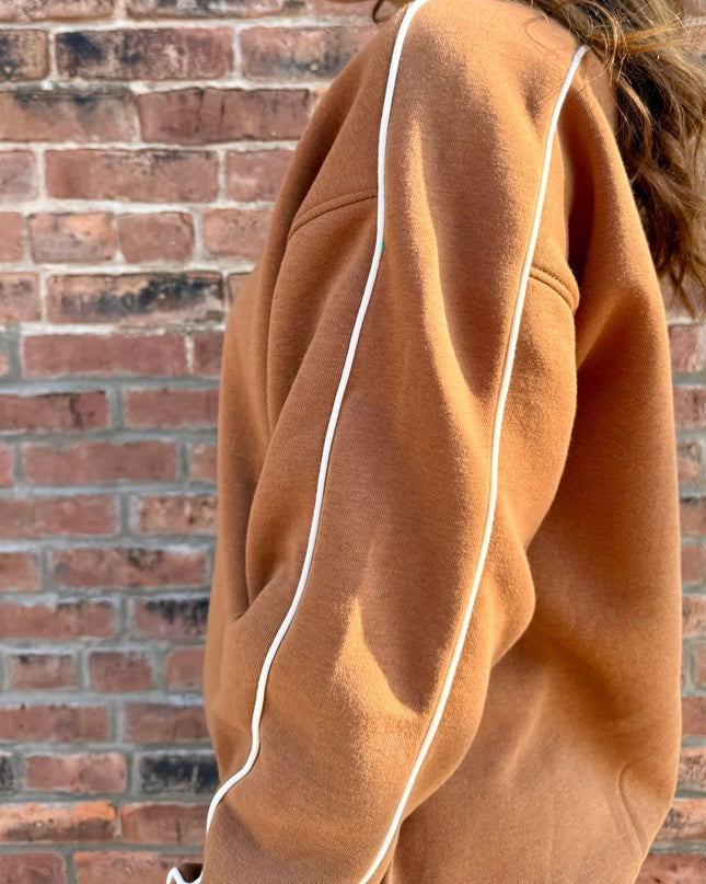 Brown/Ivory Side Stripe Fleece Sweatshirt