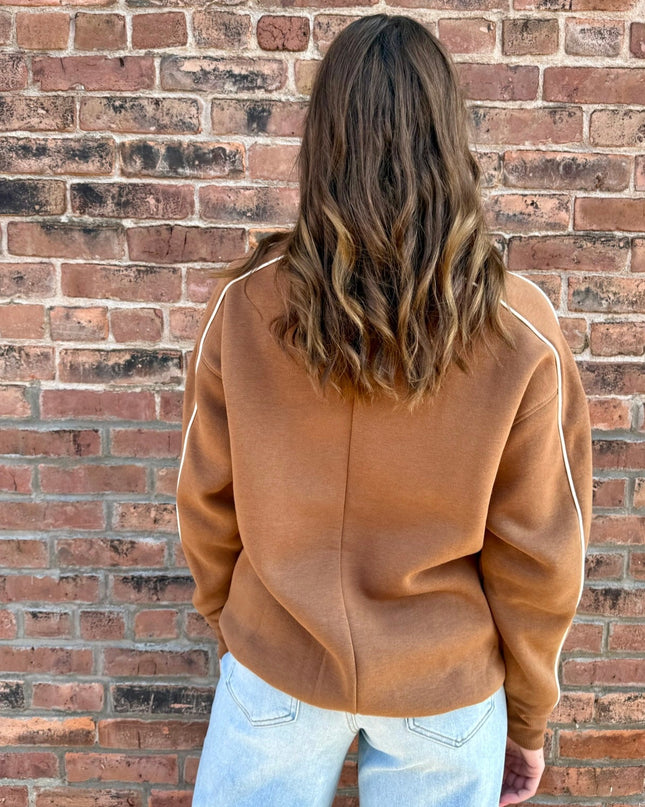 Brown/Ivory Side Stripe Fleece Sweatshirt