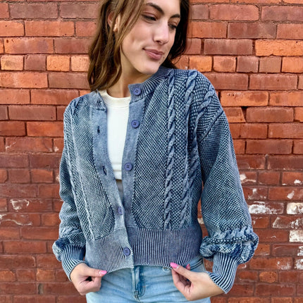 Denim Blue Cardigan Sweater