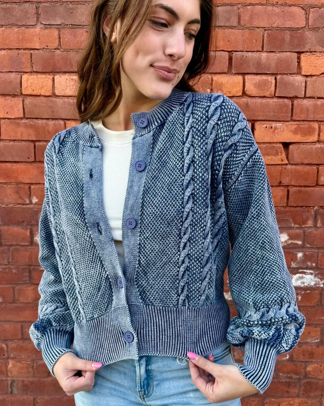 Denim Blue Cardigan Sweater