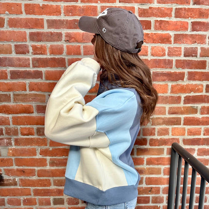 Denim Blue Colorblock Pullover Sweatshirt - Shop Simply Apparel