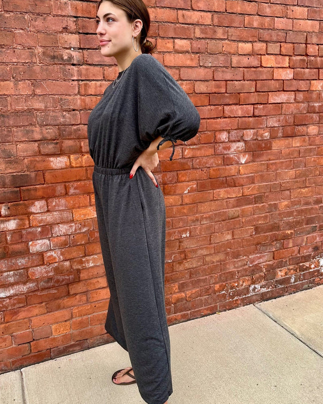 Charcoal Carolina Comfy Wide Leg Jumpsuit