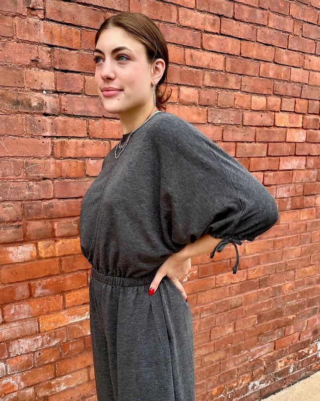 Charcoal Carolina Comfy Wide Leg Jumpsuit - Shop Simply Apparel