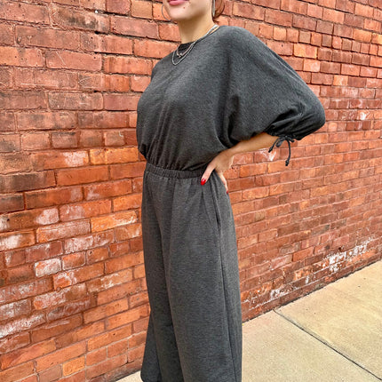 Charcoal Carolina Comfy Wide Leg Jumpsuit - Shop Simply Apparel