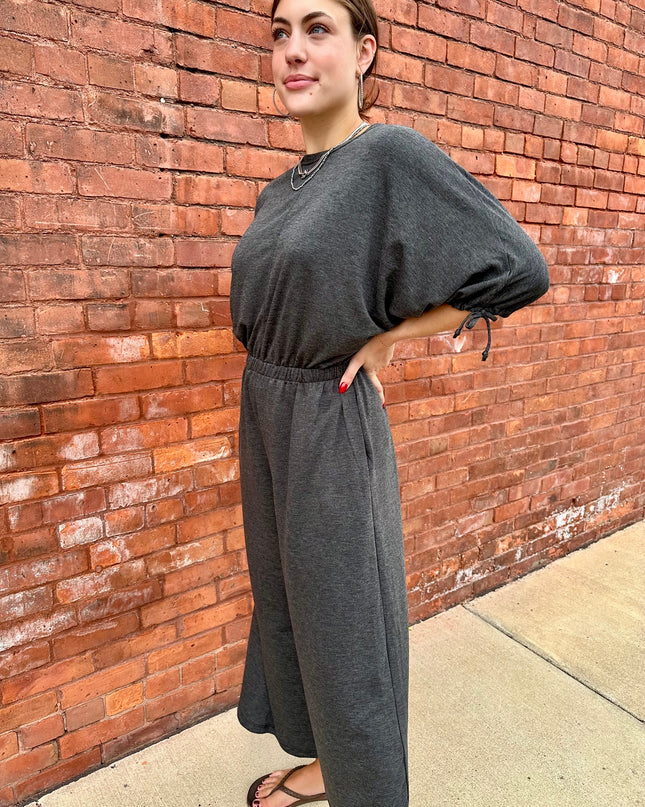 Charcoal Carolina Comfy Wide Leg Jumpsuit - Shop Simply Apparel