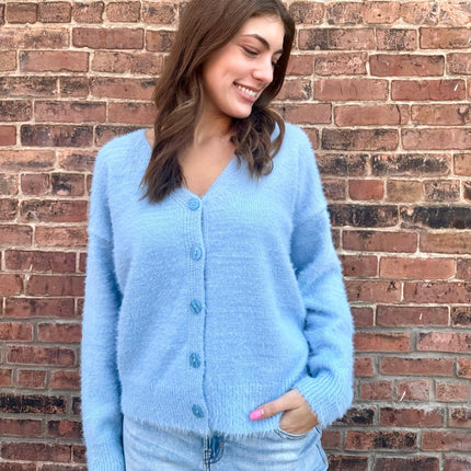 Light Blue Soft Brushed Cardigan