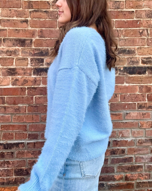 Light Blue Soft Brushed Cardigan