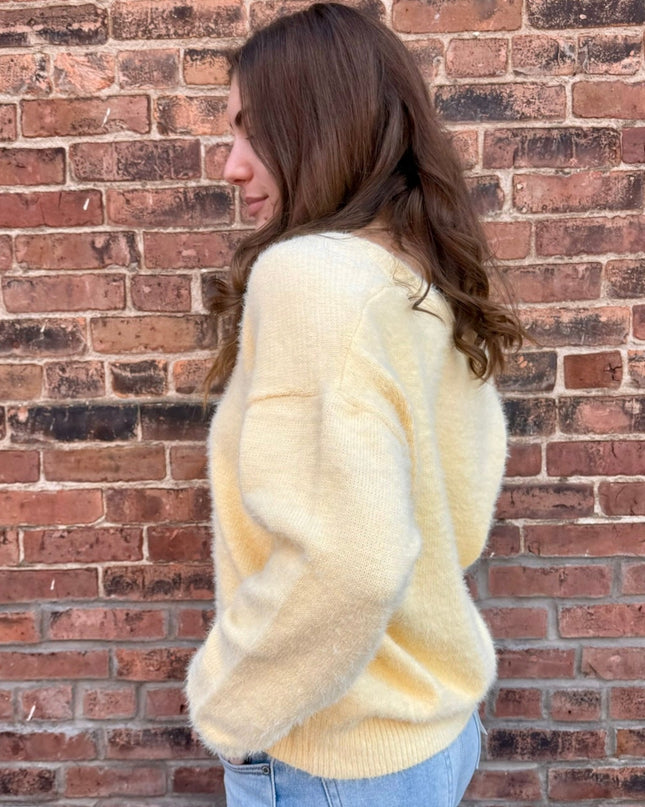 Light Yellow Soft Brushed Cardigan