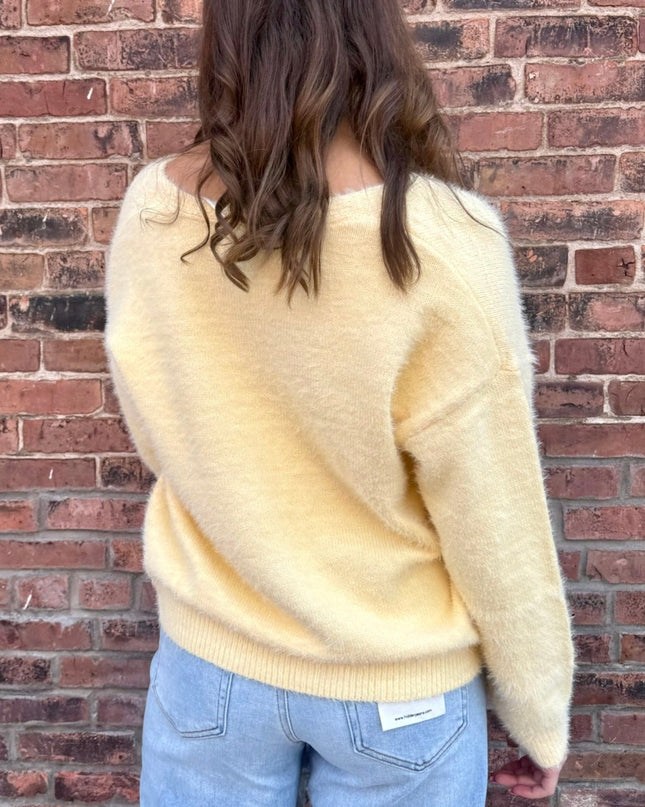 Light Yellow Soft Brushed Cardigan