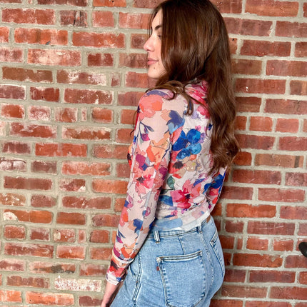 Multicolored Abstract Floral Mesh Top - Shop Simply Apparel
