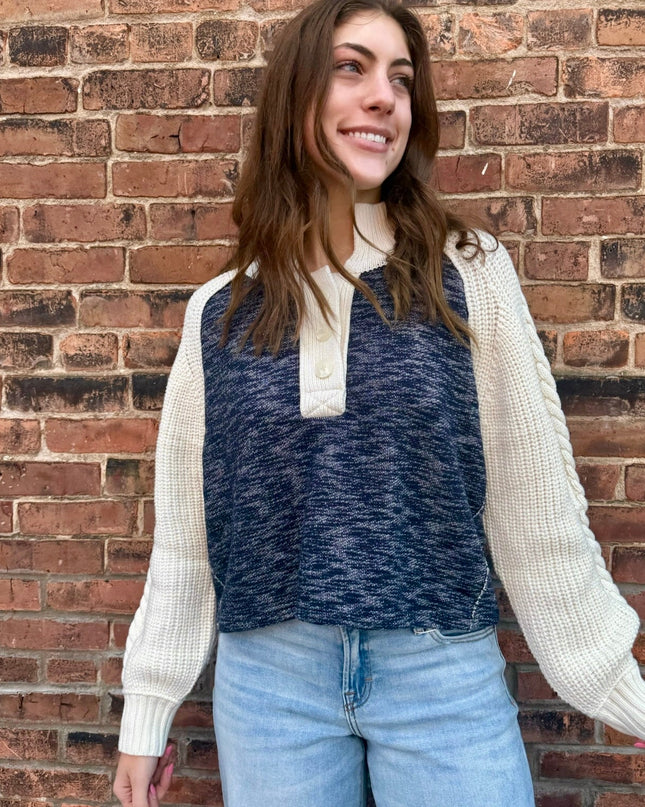 Vintage Havana Mix Knit Collared Sweater