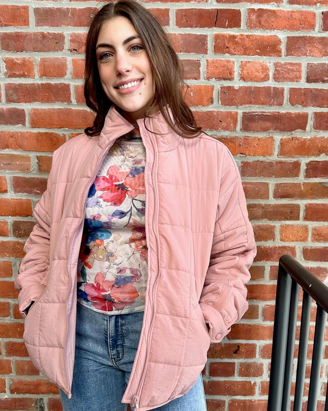Mauve Swoon Puffer Jacket - Shop Simply Apparel