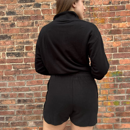 Black Long Sleeve Mock Neck Romper
