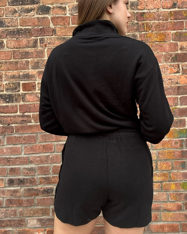 Black Long Sleeve Mock Neck Romper - Shop Simply Apparel