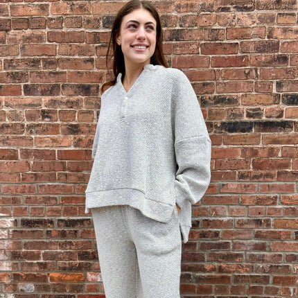 Cream Black Knit Oversized Textured Henley