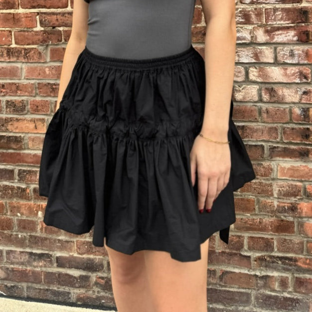 Black poplin cotton skirt