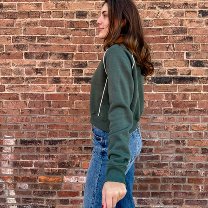 Deep Forest Piped Cotton Blend Crewneck