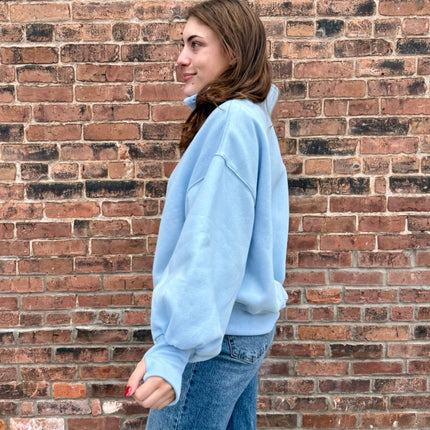Sky Blue Half Button-Up Pullover