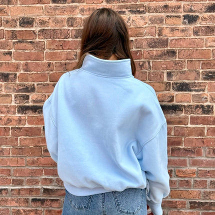 Sky Blue Half Button-Up Pullover
