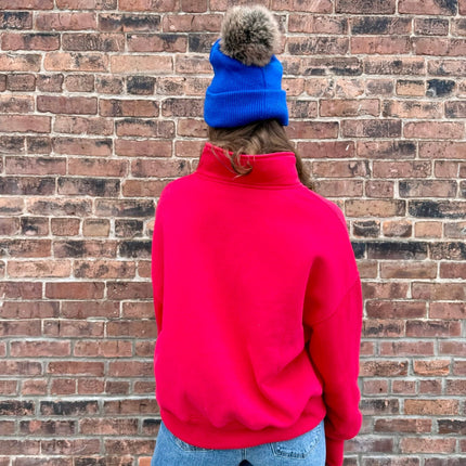 Red Half Button-Up Pullover