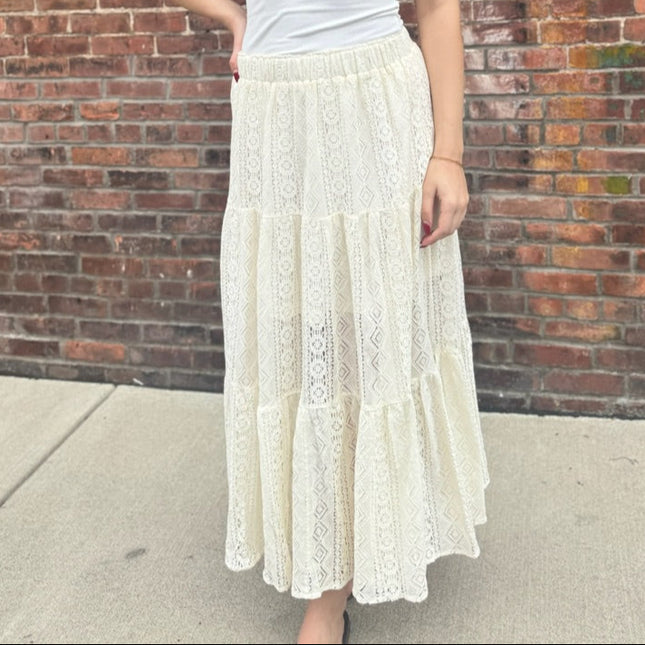 Ivory Lace Maxi Skirt