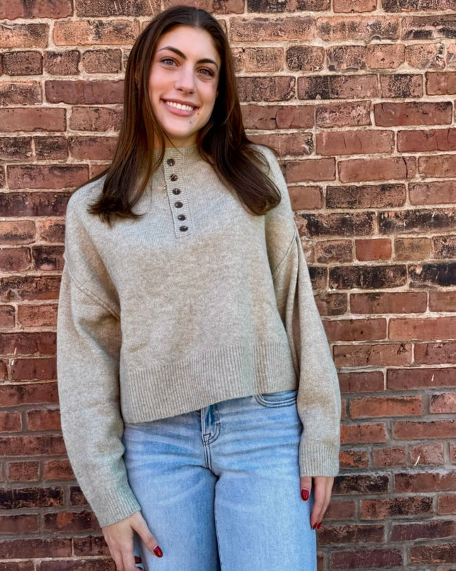 Artichoke Half Button Down Sweater