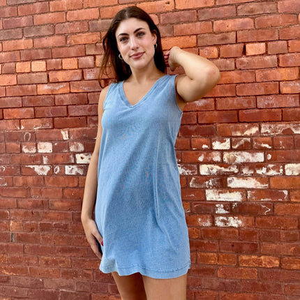 Sloane V-neck Jersey Denim Mini Dress