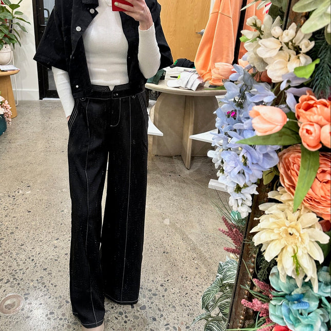 Black Wide Leg Trousers Light Weight