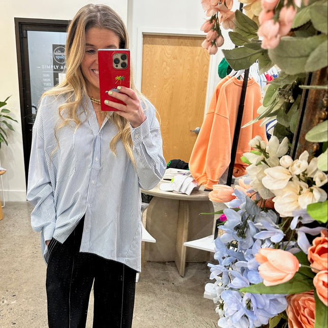 Blue and White stripe button down shirt