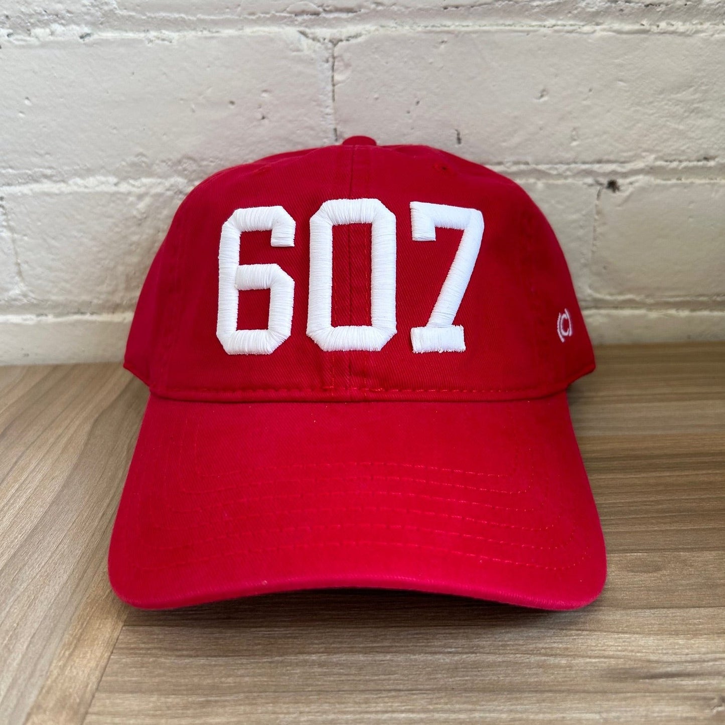 607 Hat Red w/White