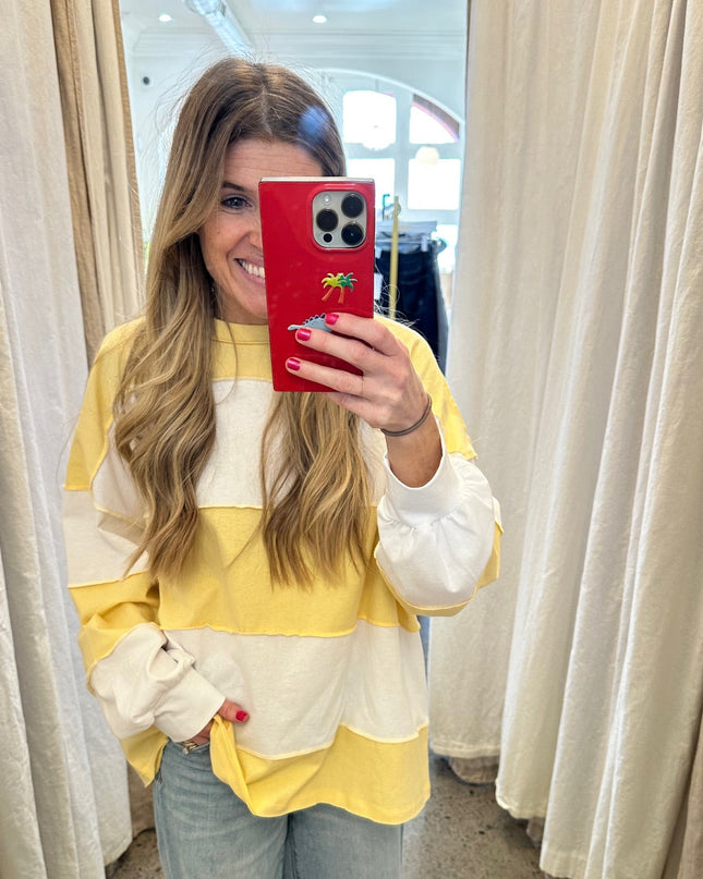 Lemon White Slouchy Pullover - Shop Simply Apparel