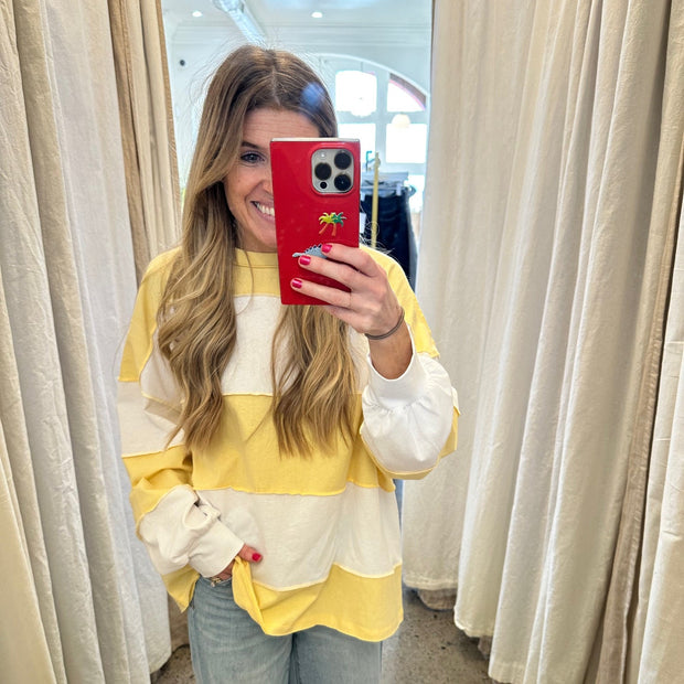 Lemon White Slouchy Pullover - Shop Simply Apparel