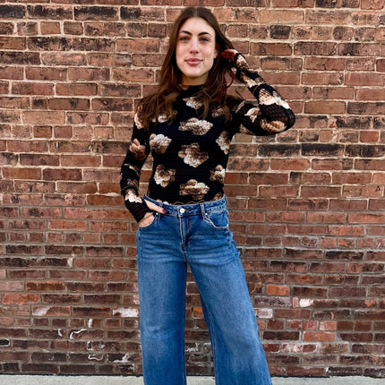 Black-Taupe Floral Mesh Top - Shop Simply Apparel