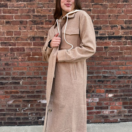 Latte Twofer Hoodie Shacket