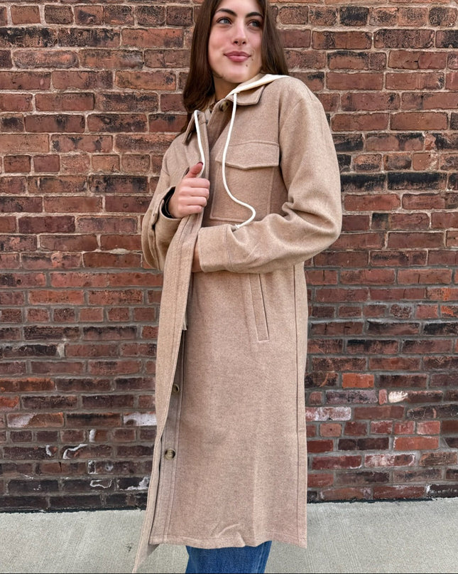 Latte Twofer Hoodie Shacket