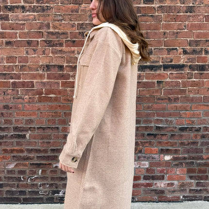 Latte Twofer Hoodie Shacket