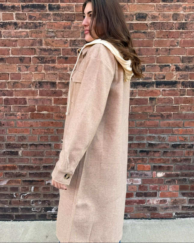 Latte Twofer Hoodie Shacket