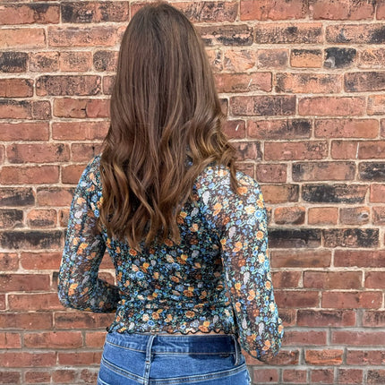 Teal Green Floral Mesh Top - Shop Simply Apparel