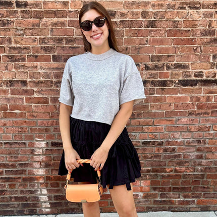 Light Heather Grey Boxy Lightweight Sweater