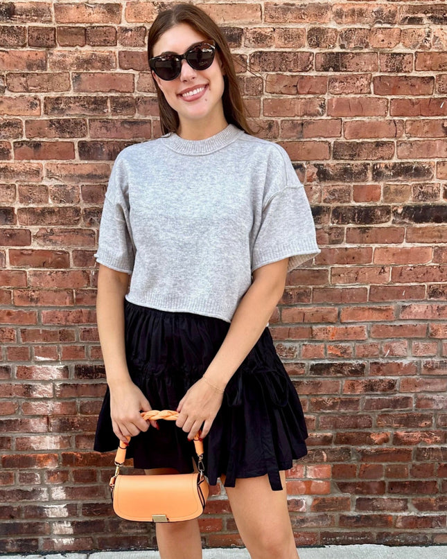 Light Heather Grey Boxy Lightweight Sweater