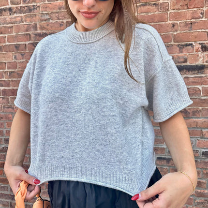 Light Heather Grey Boxy Lightweight Sweater