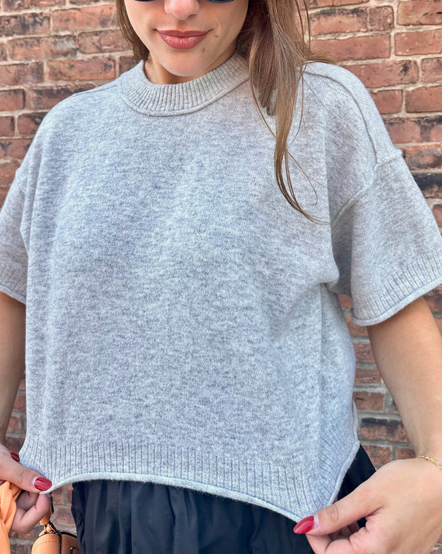 Light Heather Grey Boxy Lightweight Sweater