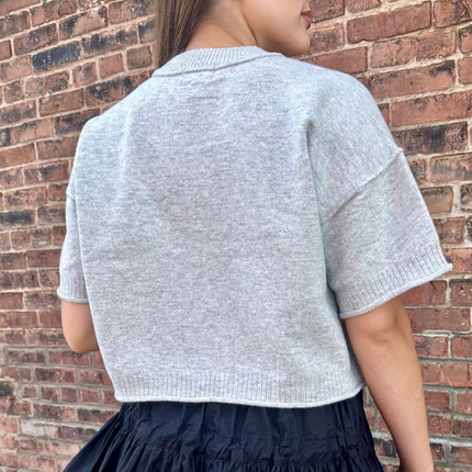 Light Heather Grey Boxy Lightweight Sweater