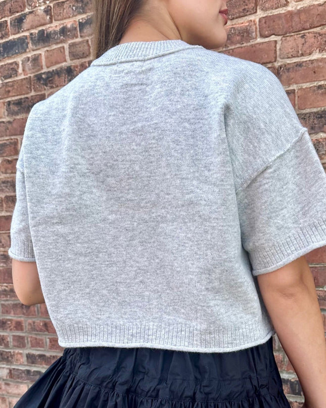 Light Heather Grey Boxy Lightweight Sweater