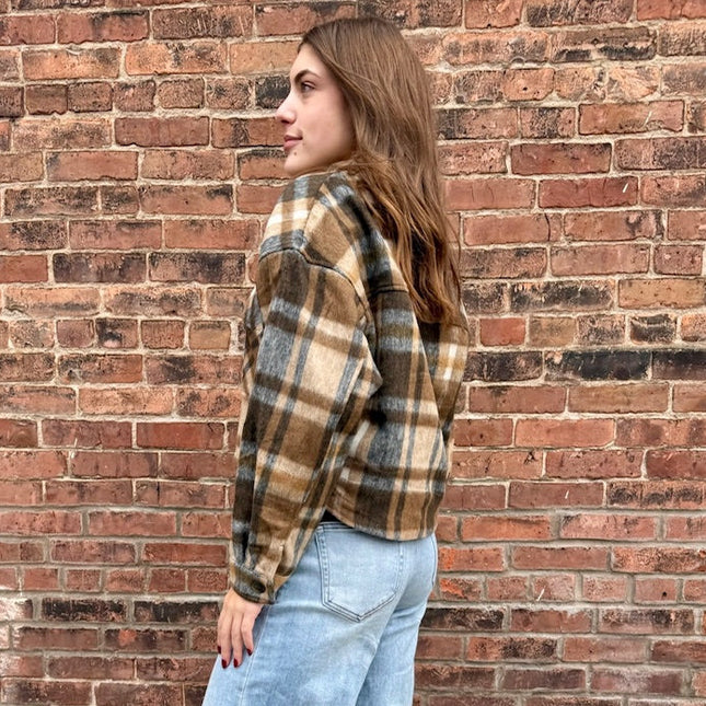 Brown Plaid Short Shacket - Shop Simply Apparel