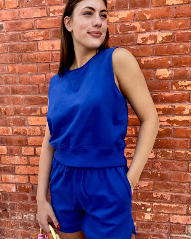 Cobalt Blue Relaxed Fit Sleeveless Top - Shop Simply Apparel